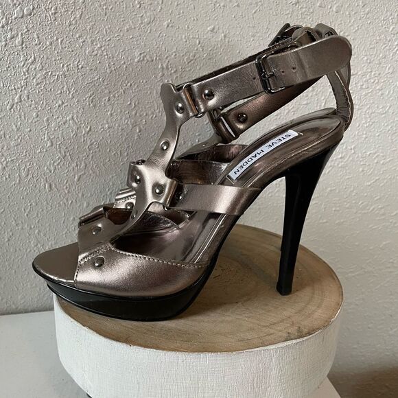 Steve Madden Strappy Leather Heels Size 7.5 EUC - Picture 3 of 6